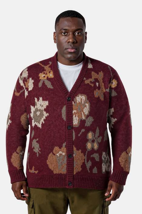 STHUGE Strickjacke, oversized, florales Strickmuster, bis 8 XL