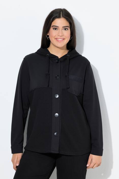 Veste en molleton gaufré, capuche et manches longues