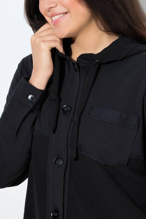 Veste en molleton gaufré, capuche et manches longues