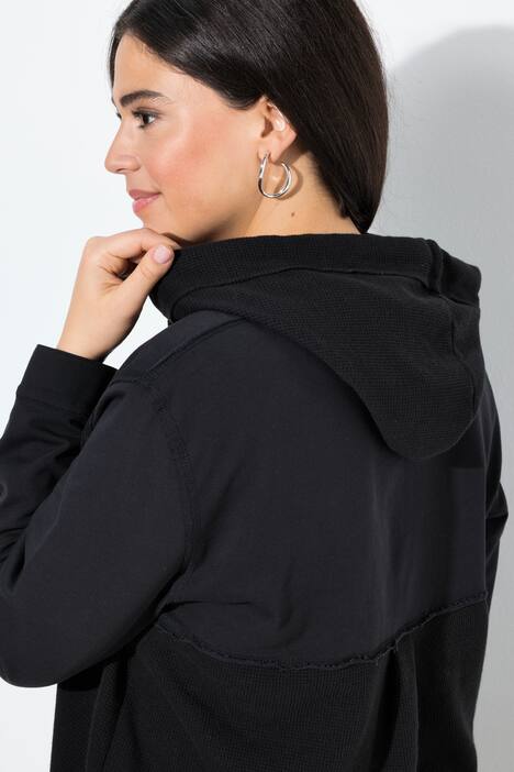 Veste en molleton gaufré, capuche et manches longues
