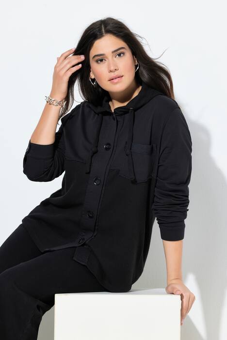 Veste en molleton gaufré, capuche et manches longues