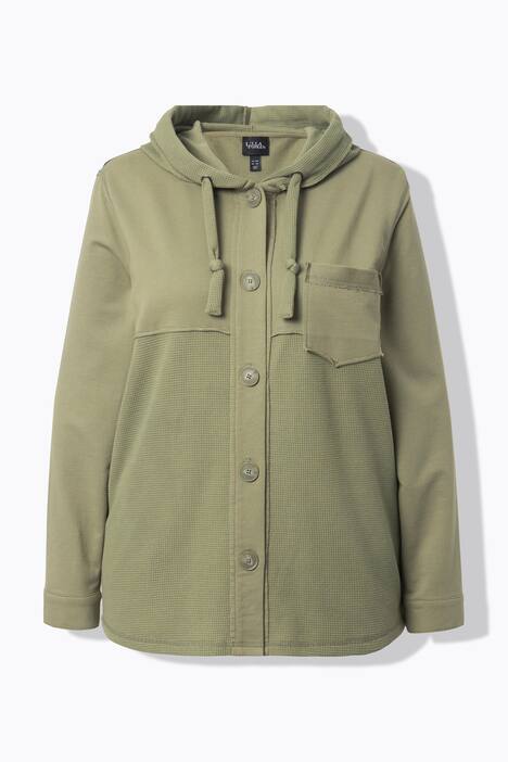 Veste en molleton gaufré, capuche et manches longues