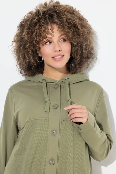 Veste en molleton gaufré, capuche et manches longues