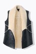 Gilet smanicato di similpelle con fodera di teddy e collo con risvolti