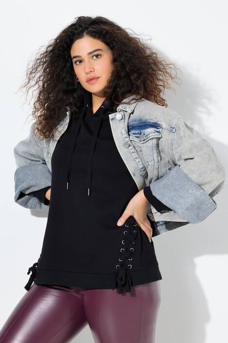 Sweat à capuche et manches longues, laçage fantaisie