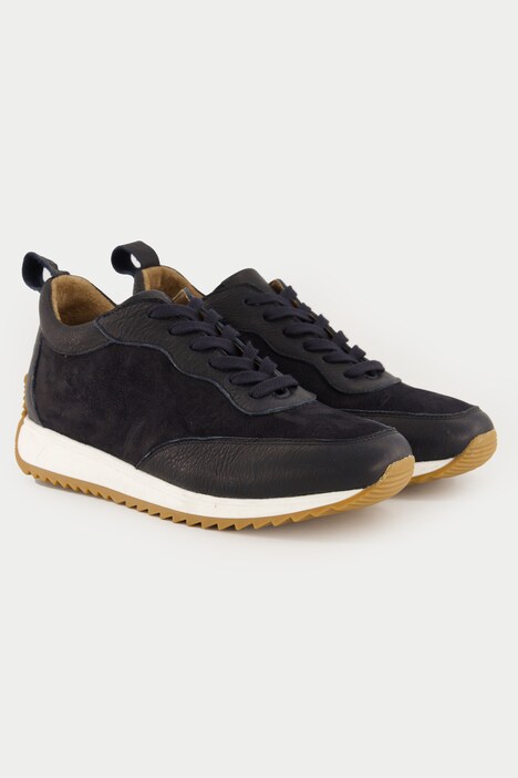 Leren sneaker, leermix, uitneembaar voetbed, wijdte H