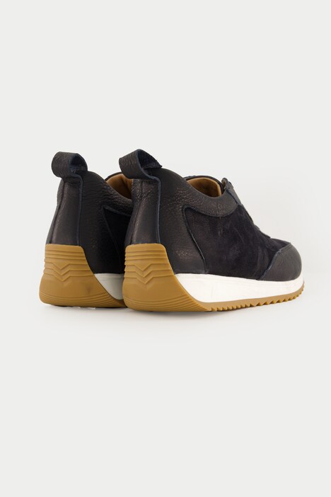 Leren sneaker, leermix, uitneembaar voetbed, wijdte H