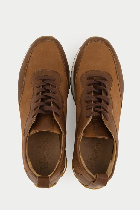 Leren sneaker, leermix, uitneembaar voetbed, wijdte H