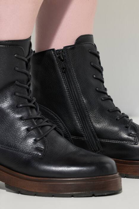 Botines de cuero, acordonado, plantilla intercambiable, ancho H