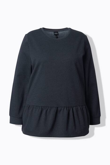 Sweat-shirt évasé à col rond et manches longues, ourlet à volants