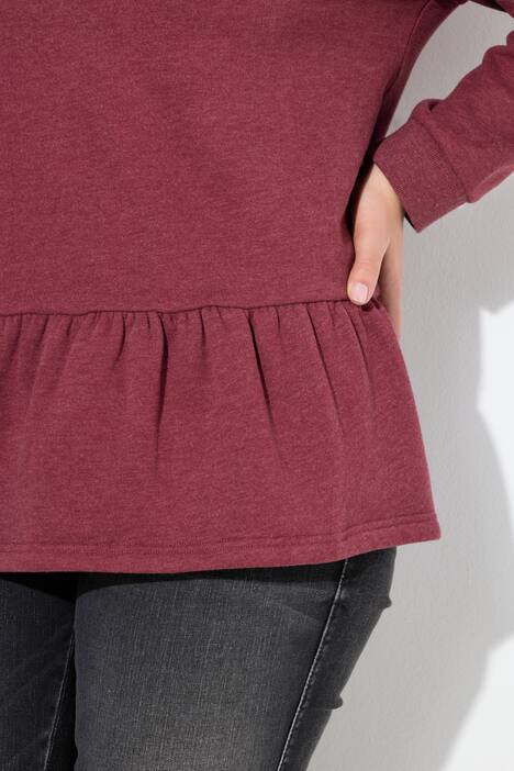 Sweatshirt, volantzoom, A-lijn, ronde hals, lange mouwen