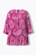 Geplooide blouse, paisley, ronde hals, 3/4-mouwen, dubbel gelaagd
