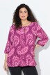 Geplooide blouse, paisley, ronde hals, 3/4-mouwen, dubbel gelaagd