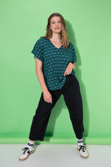 Blouse oversize, motif losanges