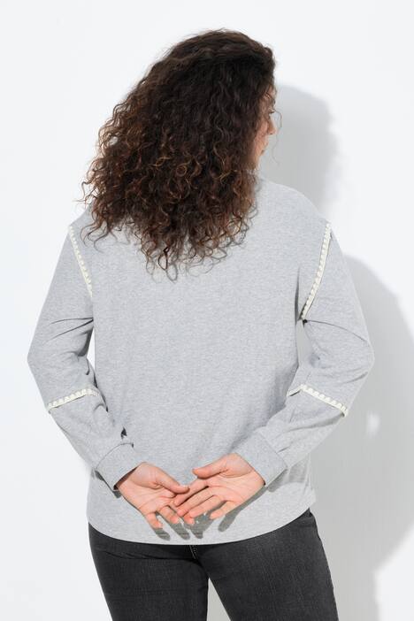 Sweat-shirt oversize à col en V et manches longues, coutures fantaisie