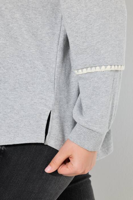 Sweat-shirt oversize à col en V et manches longues, coutures fantaisie
