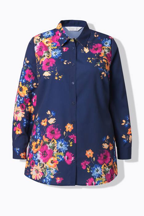 Blusa, forma en A, estampado de flores, manga larga