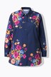 Bluse, A-form, blomstermønster, lange ærmer