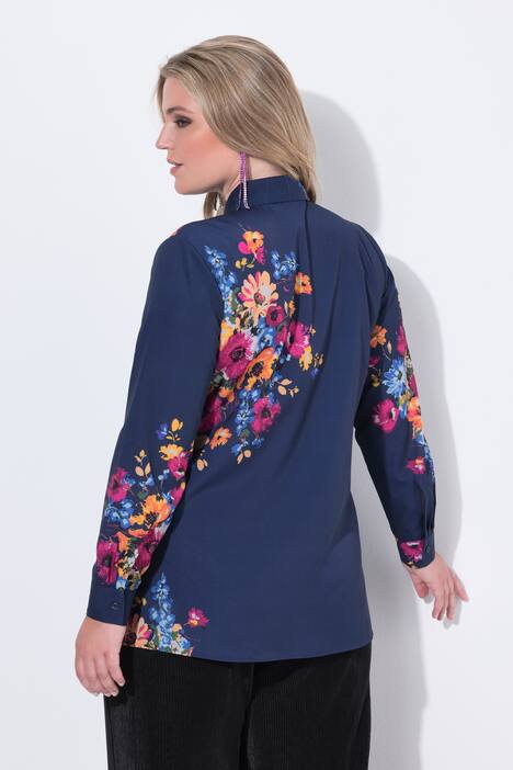 Blusa, forma en A, estampado de flores, manga larga