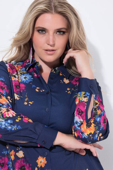 Blusa, forma en A, estampado de flores, manga larga