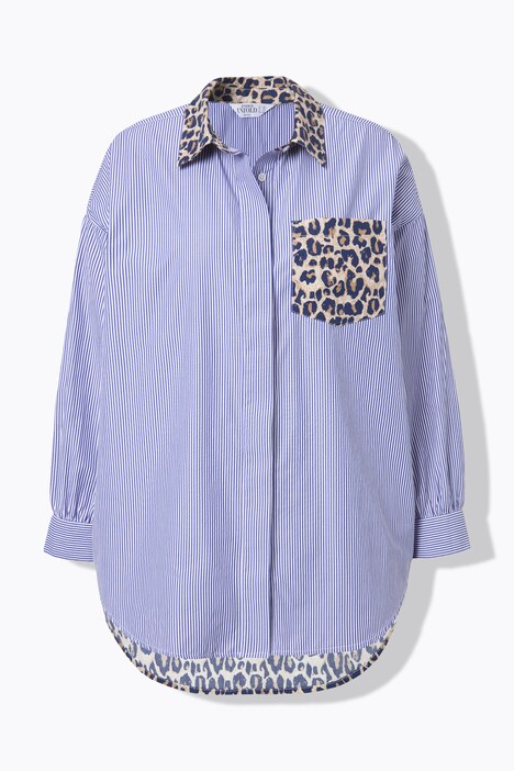 Overhemd, oversized model, met strepen/leo