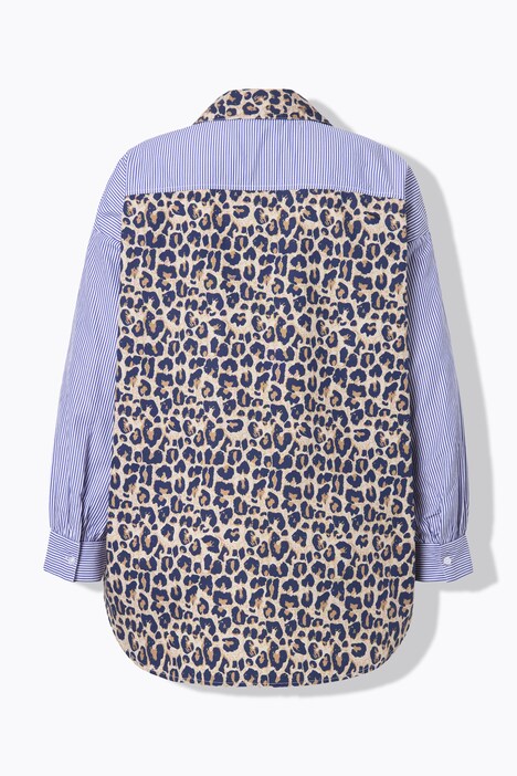 Overhemd, oversized model, met strepen/leo