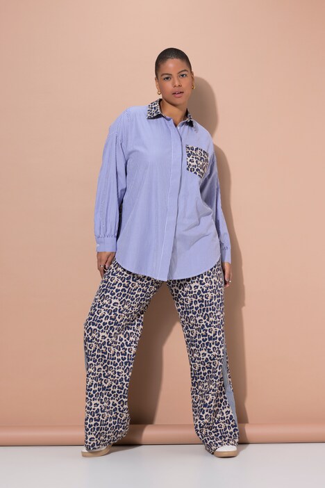 Overhemd, oversized model, met strepen/leo