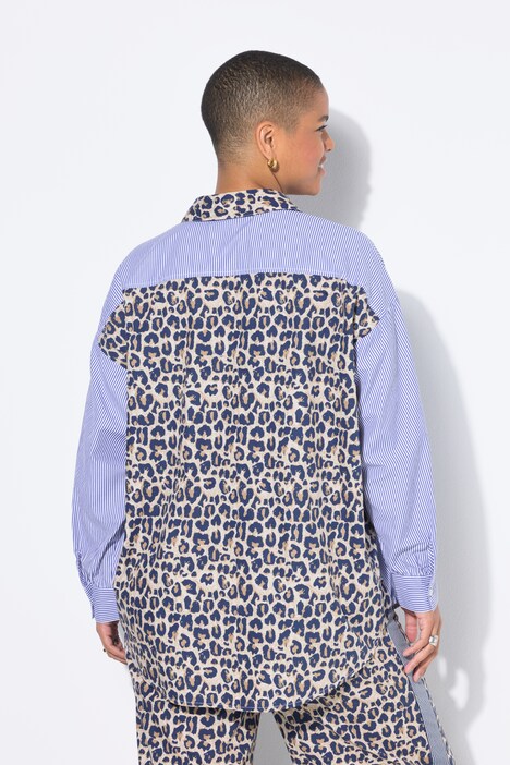 Overhemd, oversized model, met strepen/leo