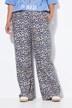 Pantalon en crêpe imprimé léopard, Wide Legs, bande fantaisie sur les côtés