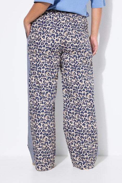 Broek, wijde pijp, crêpe, leo, zijstrepen