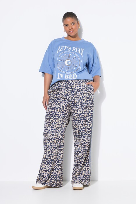 Broek, wijde pijp, crêpe, leo, zijstrepen