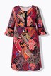 Vestido, estampado parcheado, cintas de terciopelo