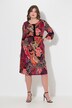 Vestido, estampado parcheado, cintas de terciopelo
