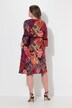 Vestido, estampado parcheado, cintas de terciopelo