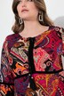 Vestido, estampado parcheado, cintas de terciopelo