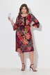 Vestido, estampado parcheado, cintas de terciopelo