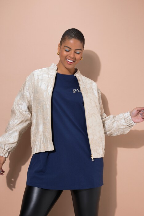 Blouson coupe Boxy Shape, tissu Jacquard imprimé jungle