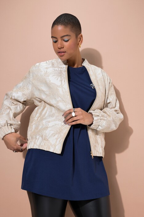 Blouson coupe Boxy Shape, tissu Jacquard imprimé jungle
