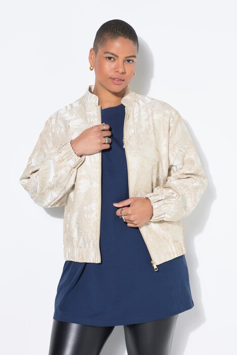 Blouson coupe Boxy Shape, tissu Jacquard imprimé jungle