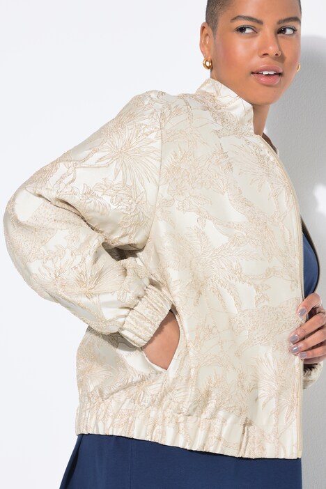 Blouson coupe Boxy Shape, tissu Jacquard imprimé jungle
