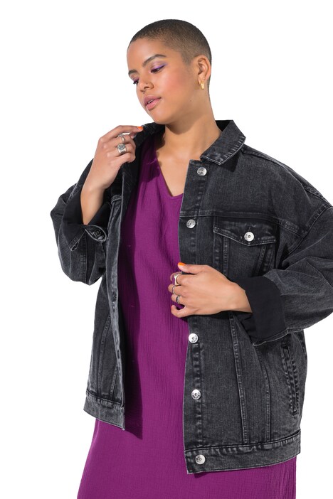Džínová bunda, oversize, elegantní pruhy