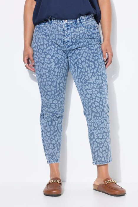 Jean Mom 5 poches, motif léopard