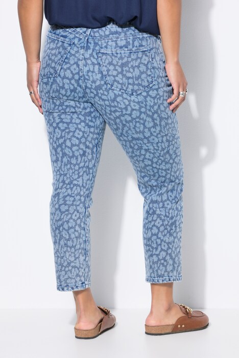 Jean Mom 5 poches, motif léopard