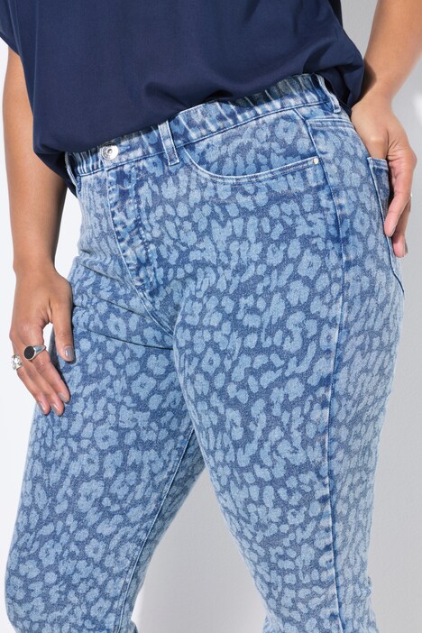 Jean Mom 5 poches, motif léopard