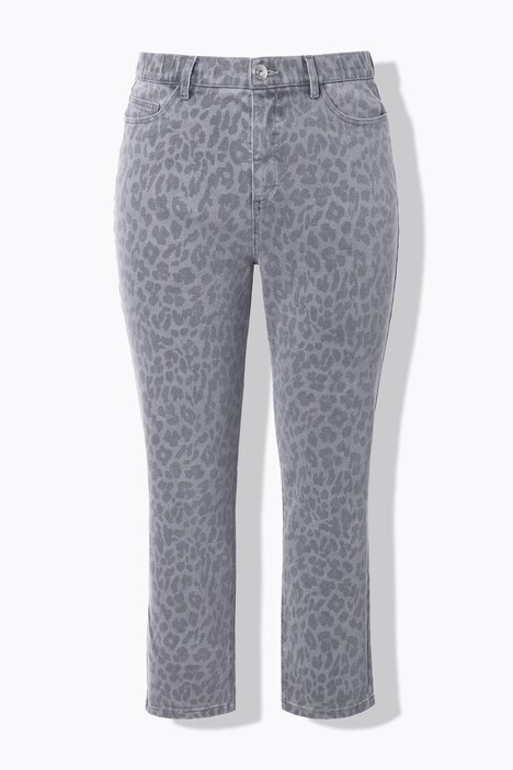 Jean Mom 5 poches, motif léopard