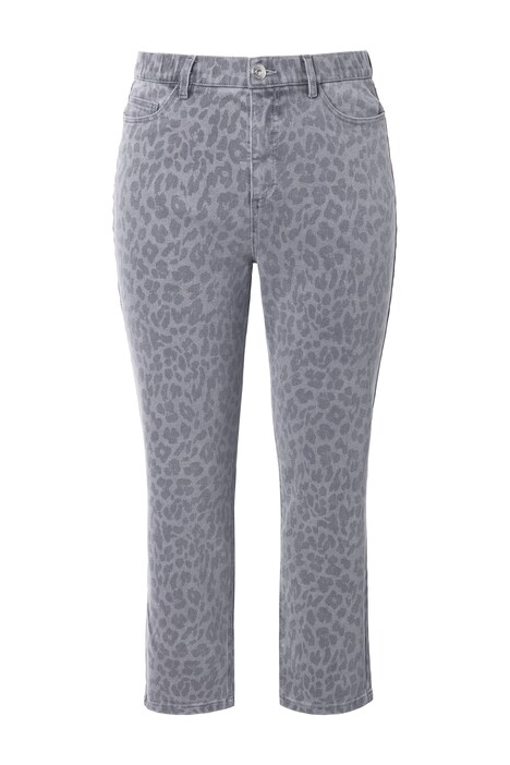 Mom džíny, leopardí vzor, 5 kapes