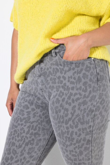 Jean Mom 5 poches, motif léopard