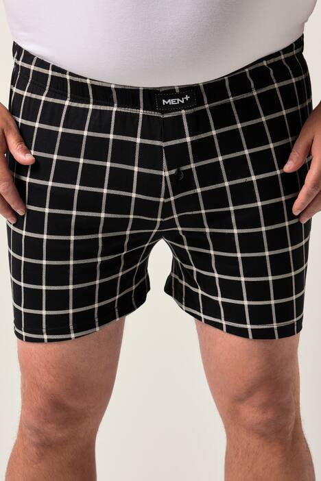 Men+ Boxershorts, pakke m. 2 stk., ensfarvet/ternet, op til 8XL