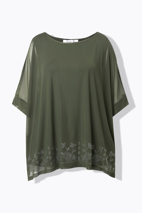 Chemisier oversize en mesh, top opaque et petits strass scintillants