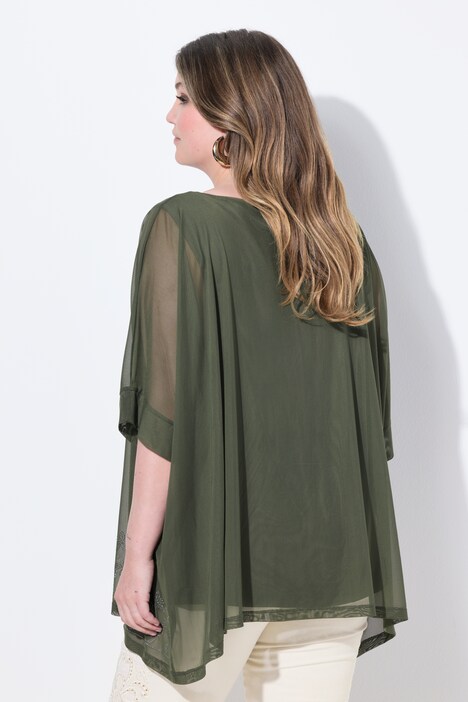 Chemisier oversize en mesh, top opaque et petits strass scintillants